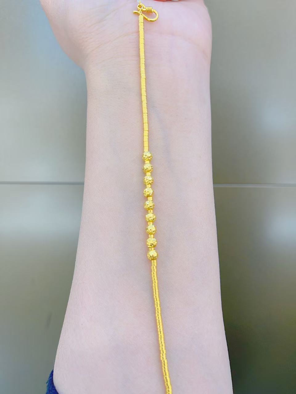 足金999九个猫眼珠盘缠5G手链精致百搭黄金手链