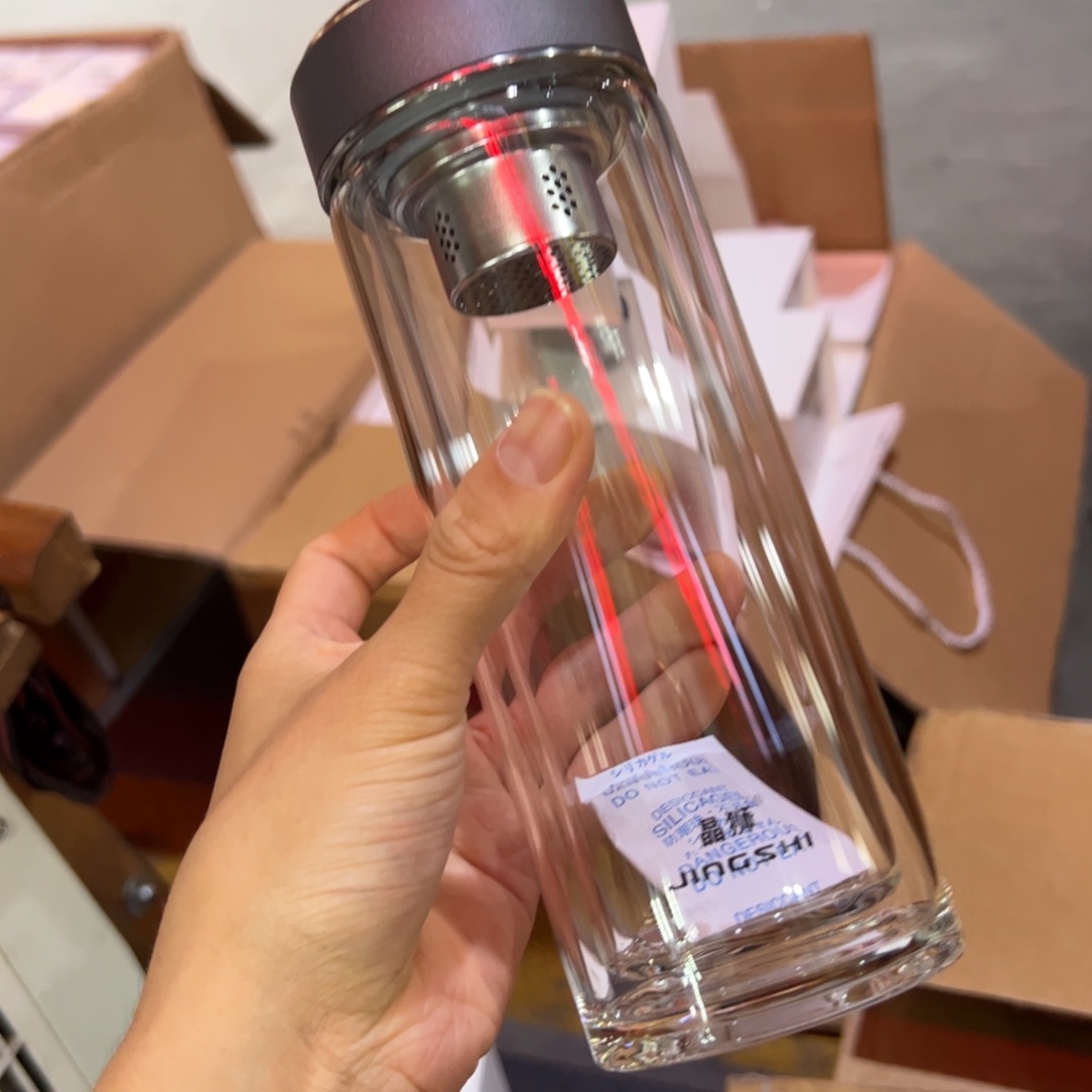 晶双层玻璃杯370哑光灰色370玻璃杯➕被套