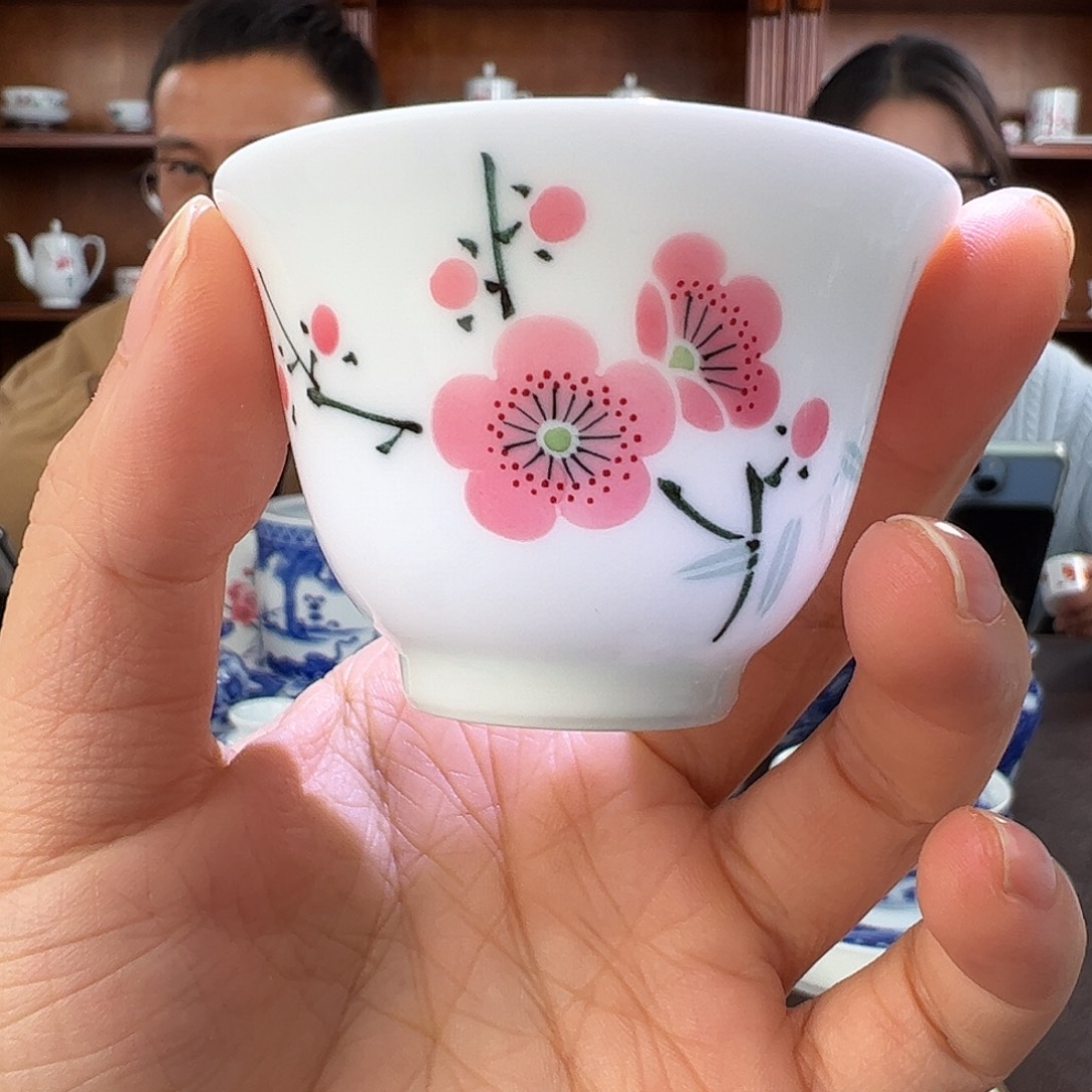 瓷拍一发二翠竹红梅杯