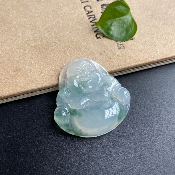 《飘花佛公》天然缅甸翡翠A货吊坠雕刻精雕气质