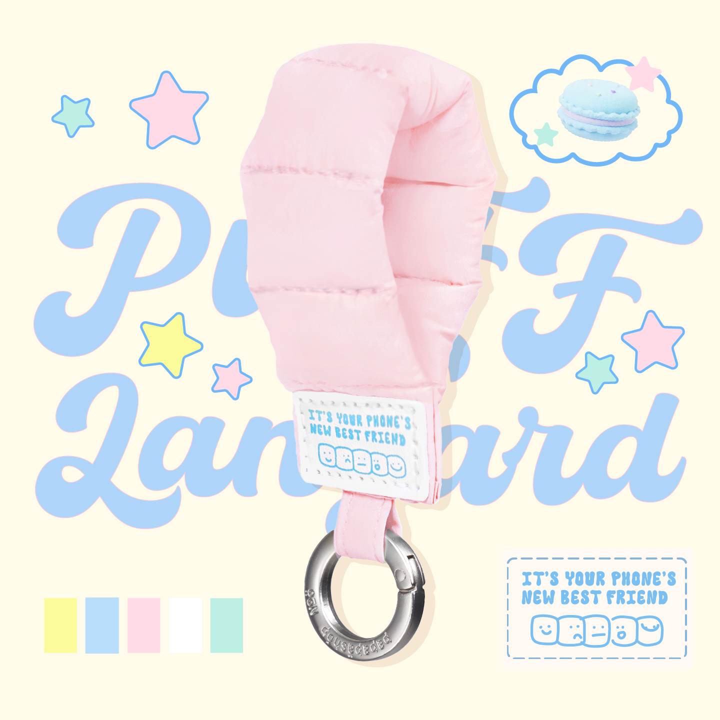 PaPaPa制造局 彩色充棉泡芙挂绳带金属垫片包挂长短款ccd挂件手机