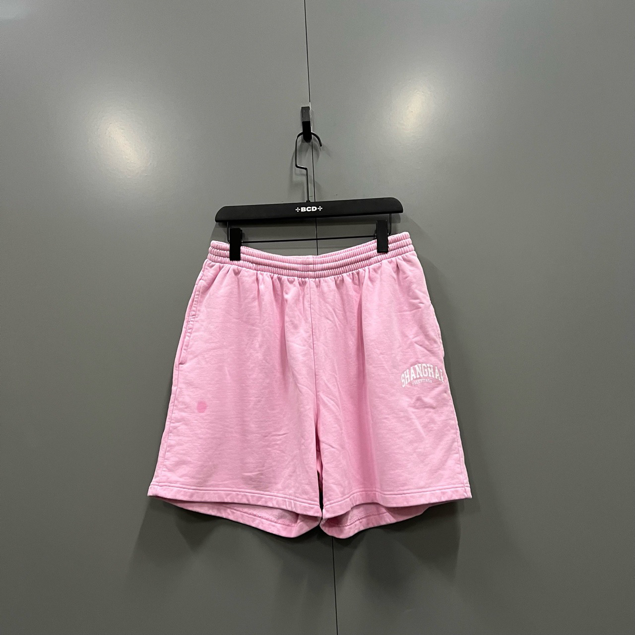 95新 Balenciaga/巴黎世家 (ll) 城市系列 粉色Paris印花短裤 M码