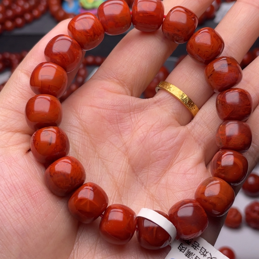 南红玛瑙未镶嵌手链12mm顶品瓦西牛血火焰老型手串