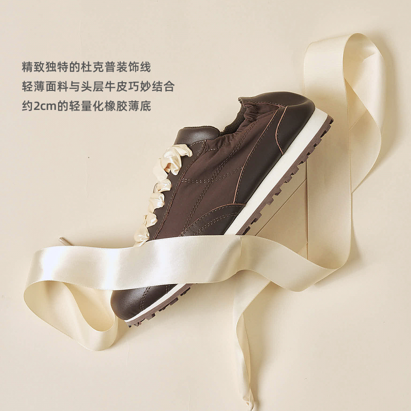 欧阳娜娜同款 lost in echo 时髦手工抽褶透气薄底芭蕾阿甘鞋女