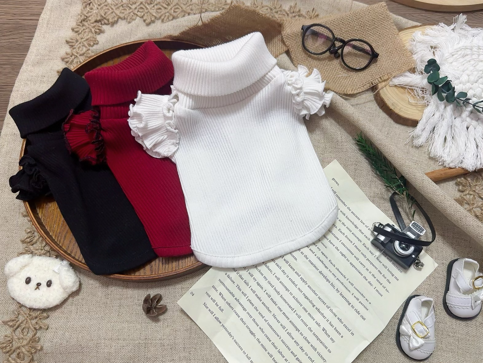 双层飞袖打底衫超百搭宠物打底衫