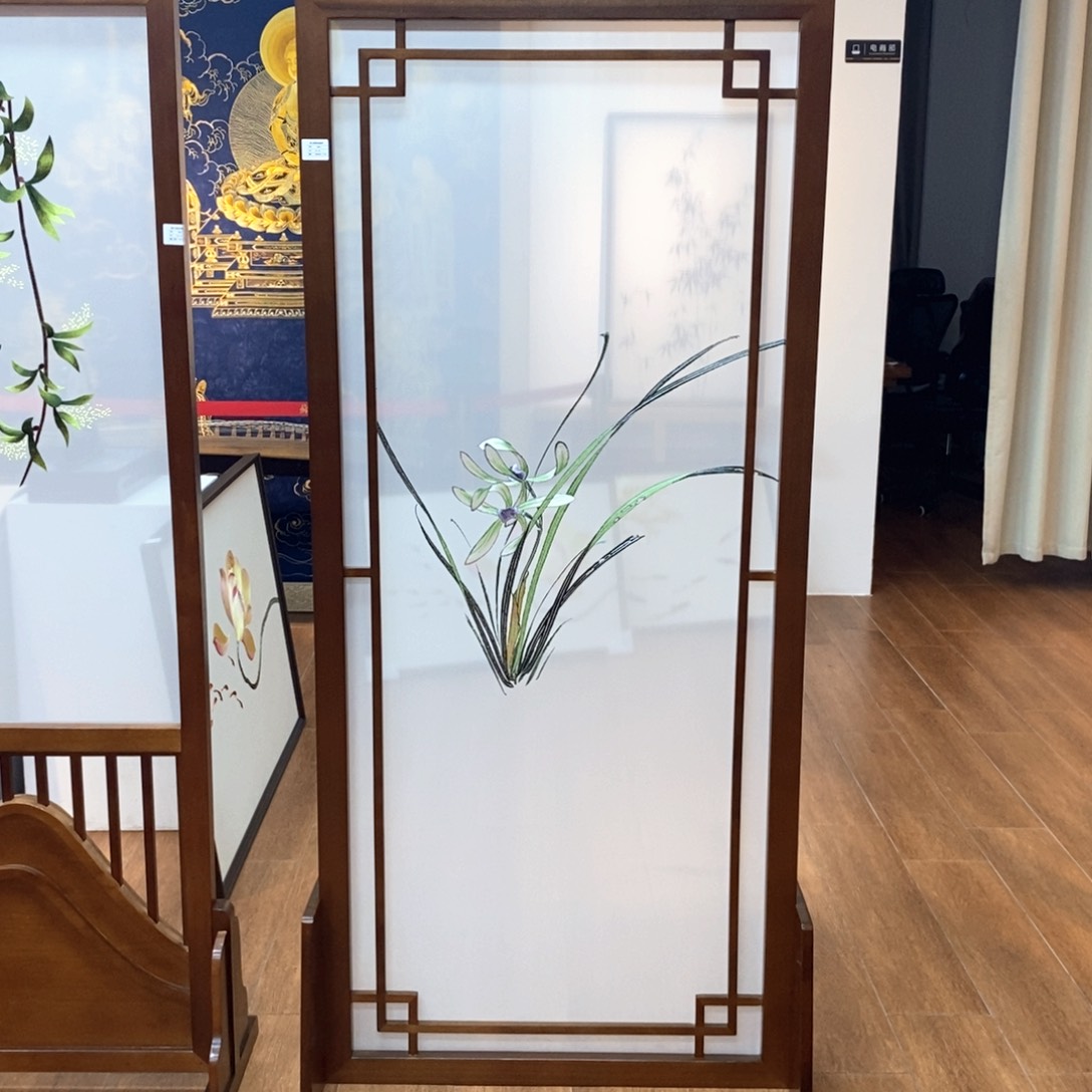 木（非红木类）苏绣素心清雅屏风