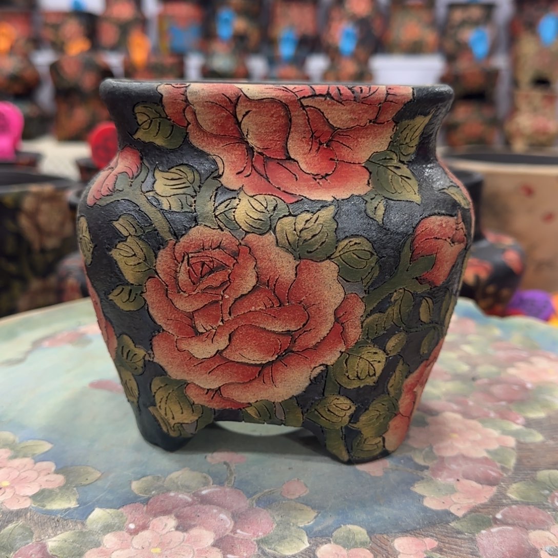 紫砂花盆精品多肉手绘花盆