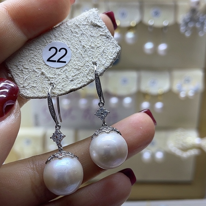 淡水珍珠耳饰银S925镶嵌
