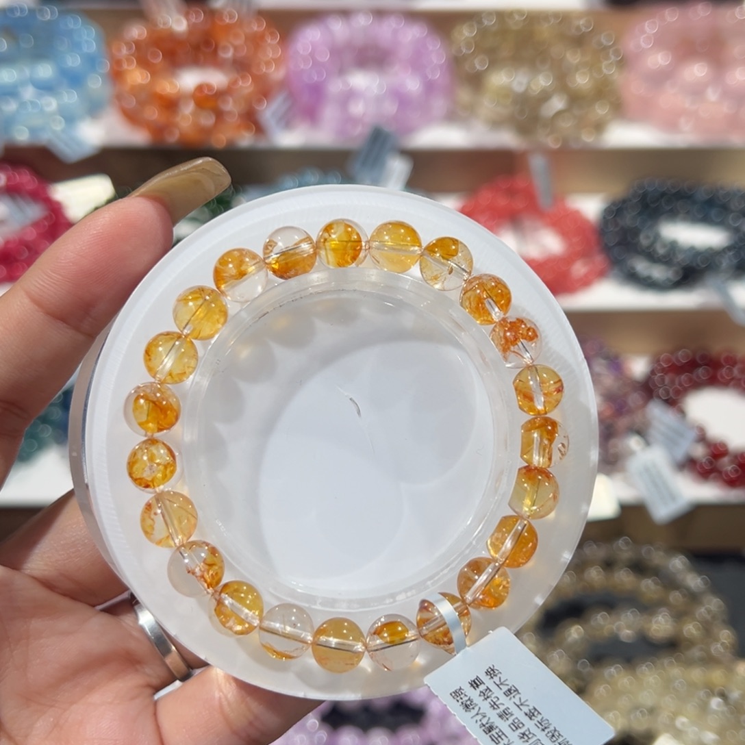 水晶手串未镶嵌高品巴西黄胶花8.3mm