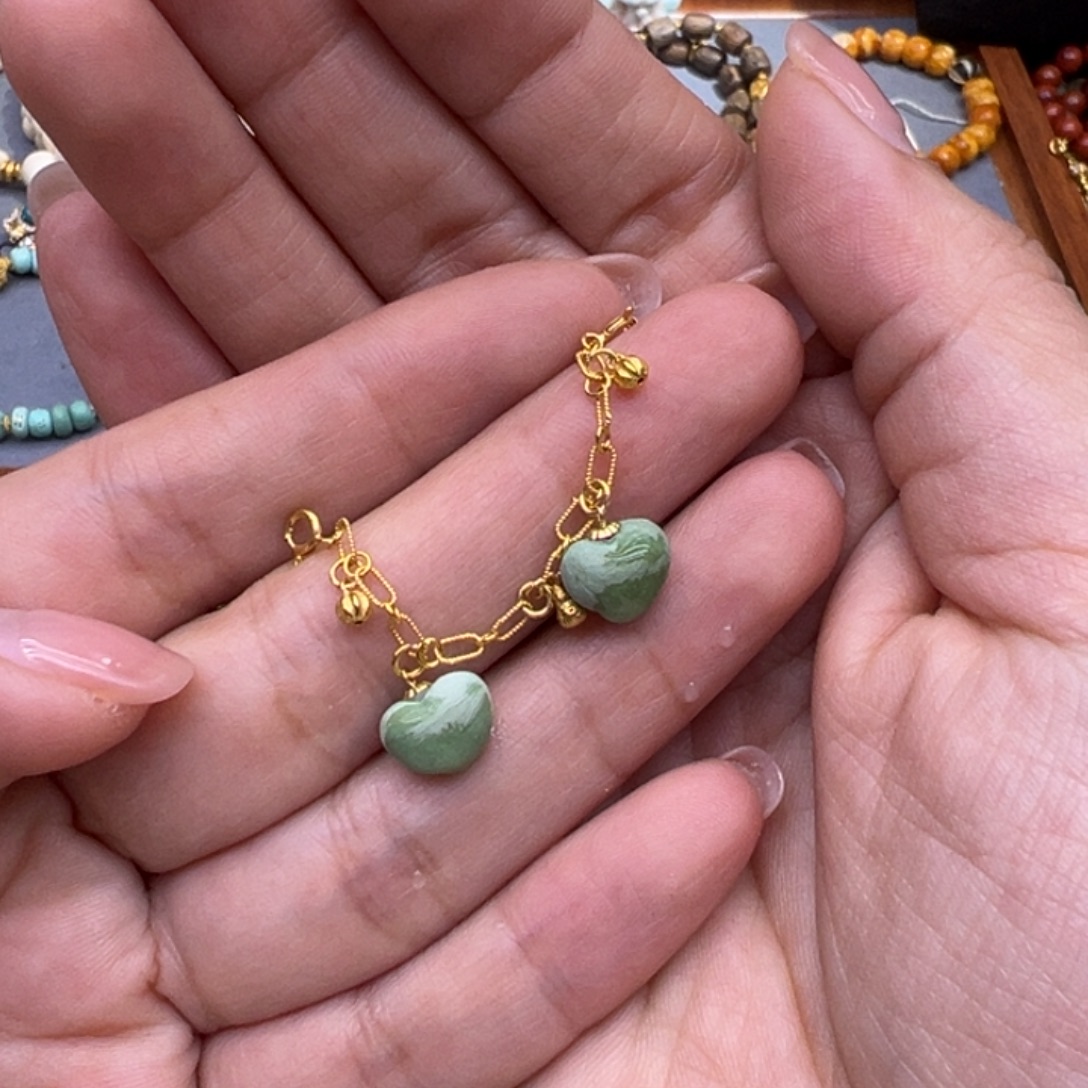 绿松石18K金镶嵌手串配件