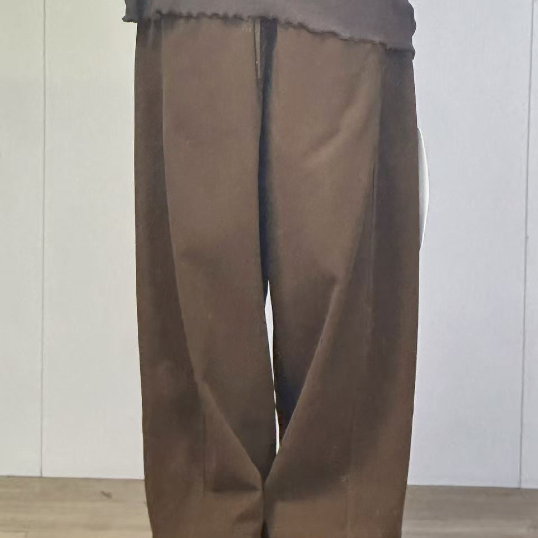 日系 纯色秋季长裤水洗休闲裤显瘦裤子西裤宽松腰66-100臀126长95