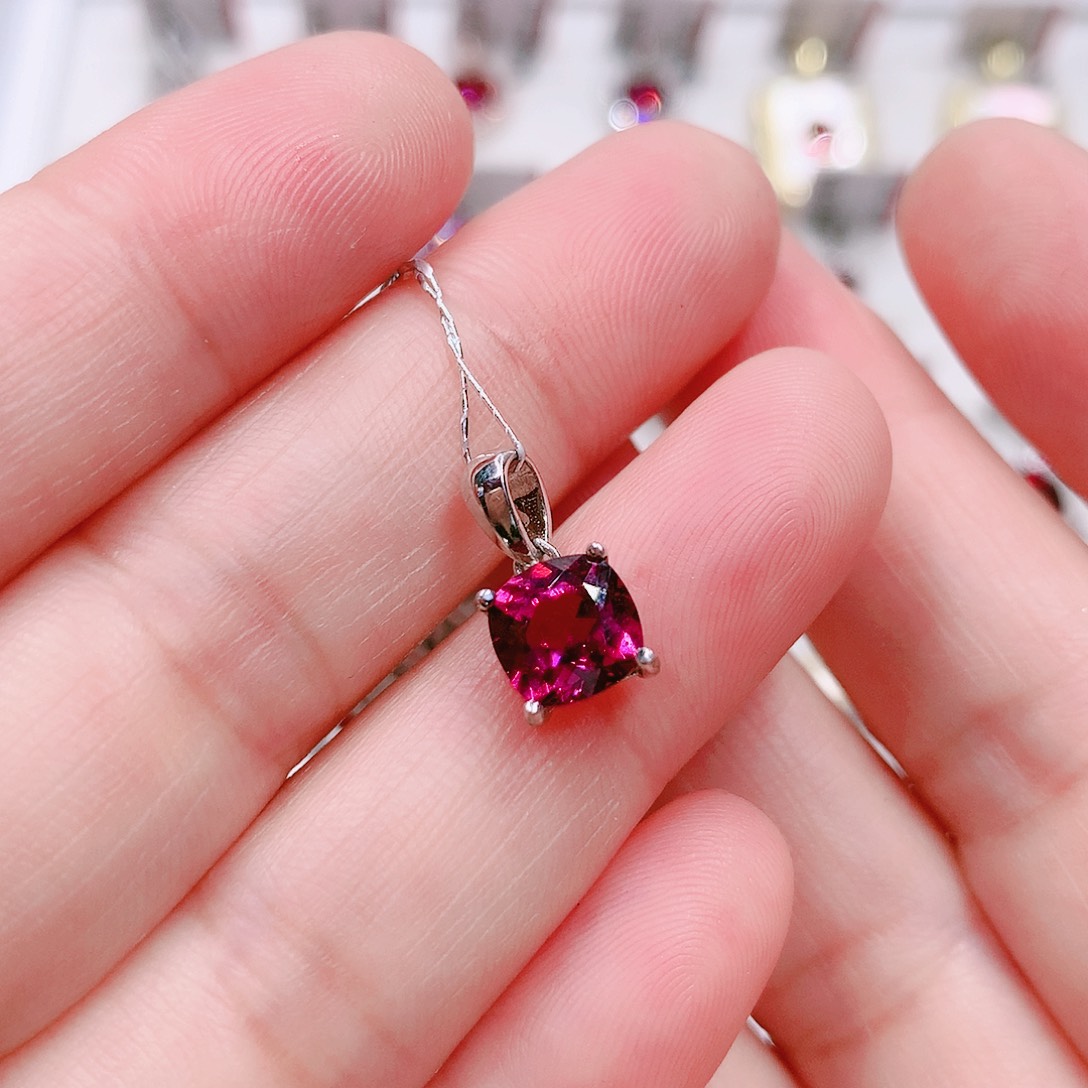 石榴石吊坠(不含链)银S925镶嵌