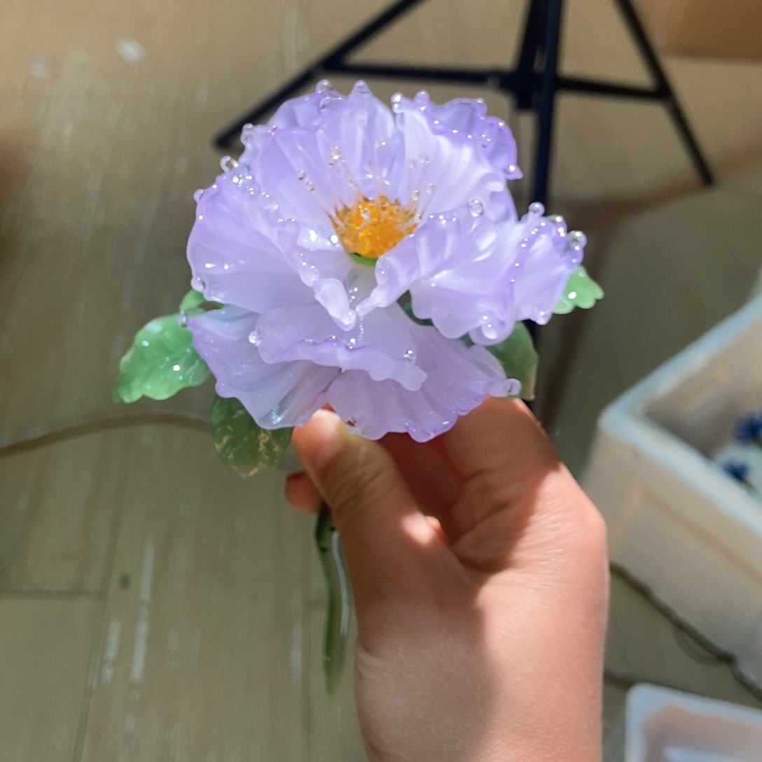 琉璃手工艺品紫色牡丹