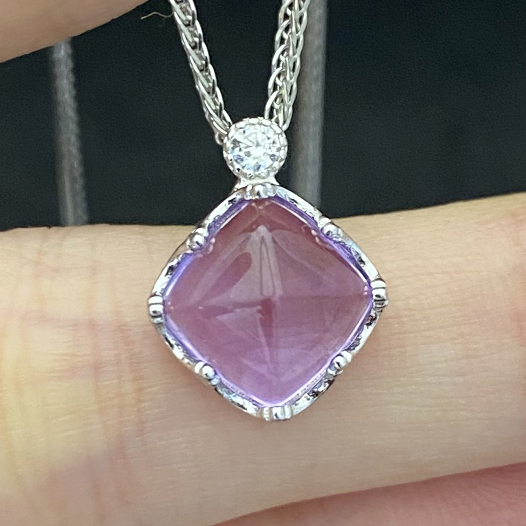 糖塔 天然紫水晶黄水晶吊坠s925银 主石8mm 经典简约大方百搭Y2