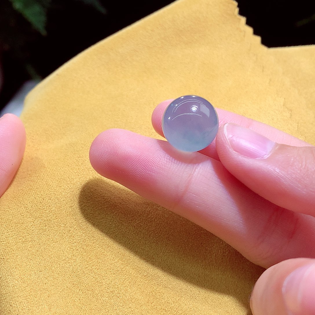 未镶嵌手链翡翠冰胶感十足天空蓝单颗卡14mm