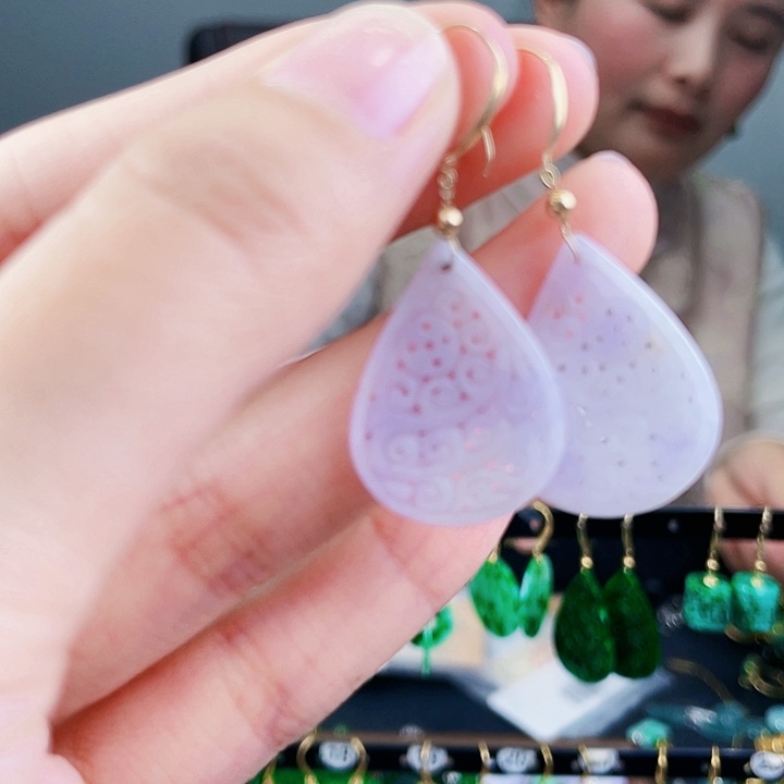 翡翠耳饰18K金镶嵌饰品