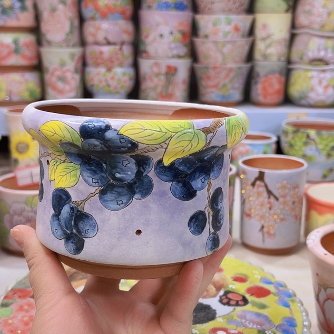 奶***了花盆景德镇多肉手绘花盆瑕疵