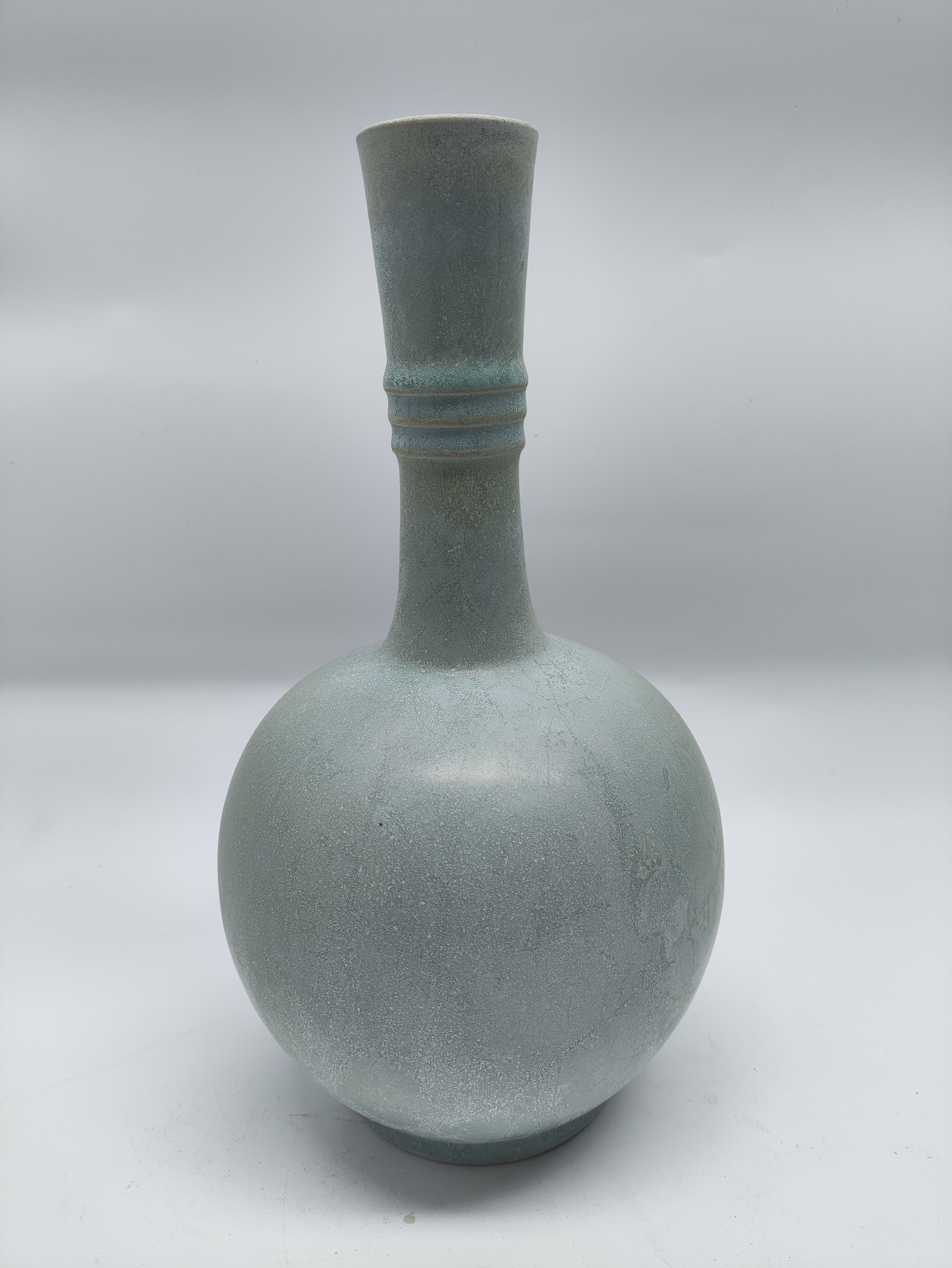 汝瓷盘口瓶汝瓷海盐沁棒缒瓶天球瓶