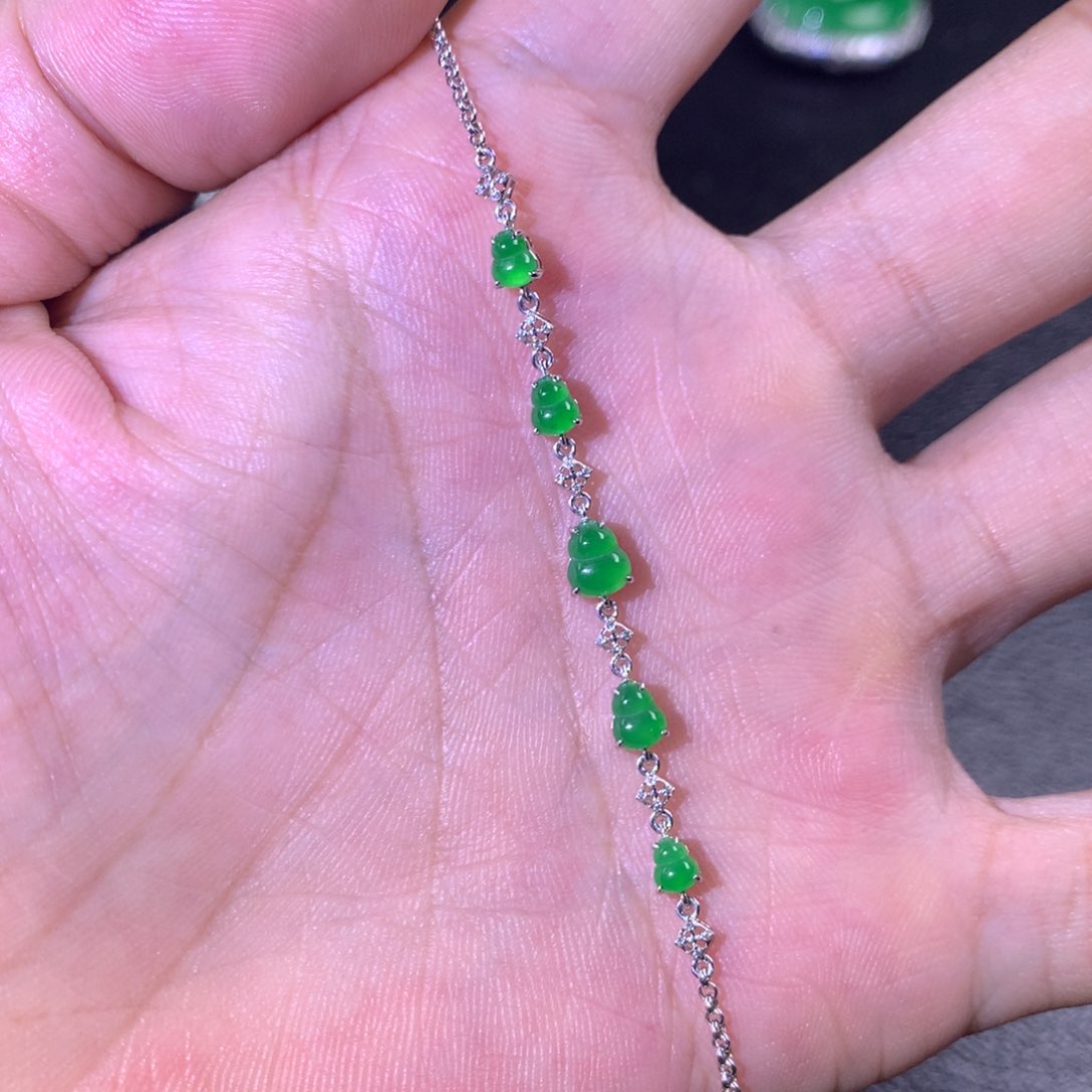 18K金镶嵌手链翡翠翡翠