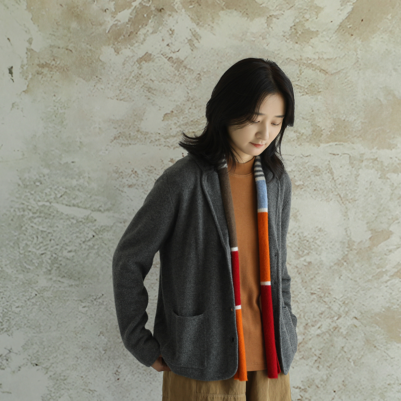 尘染·100%康赛妮羊绒·翻领西装外套女2025新款小西服早秋上衣