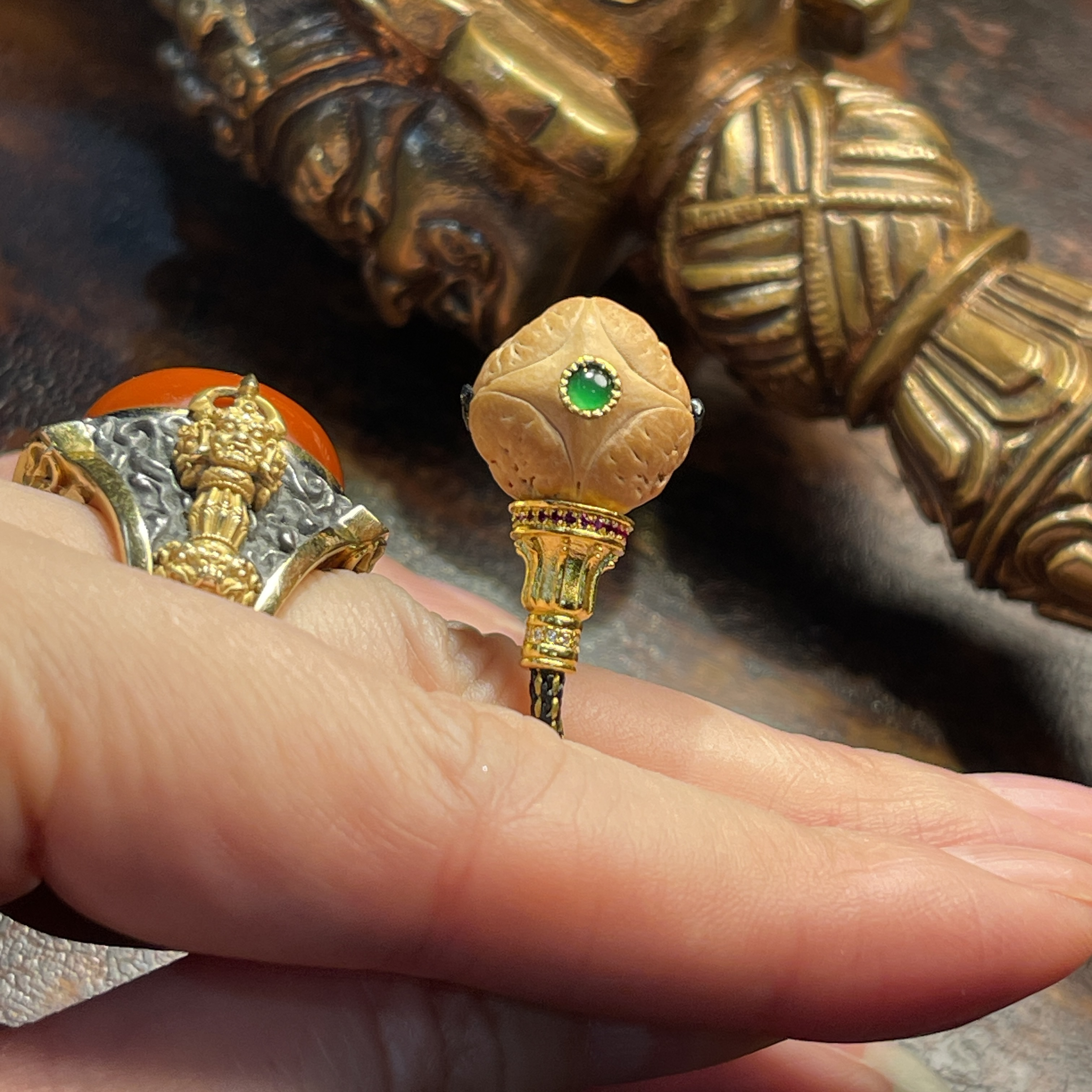 13mm实心立体帽徽五星（不含塔）凤眼菩提