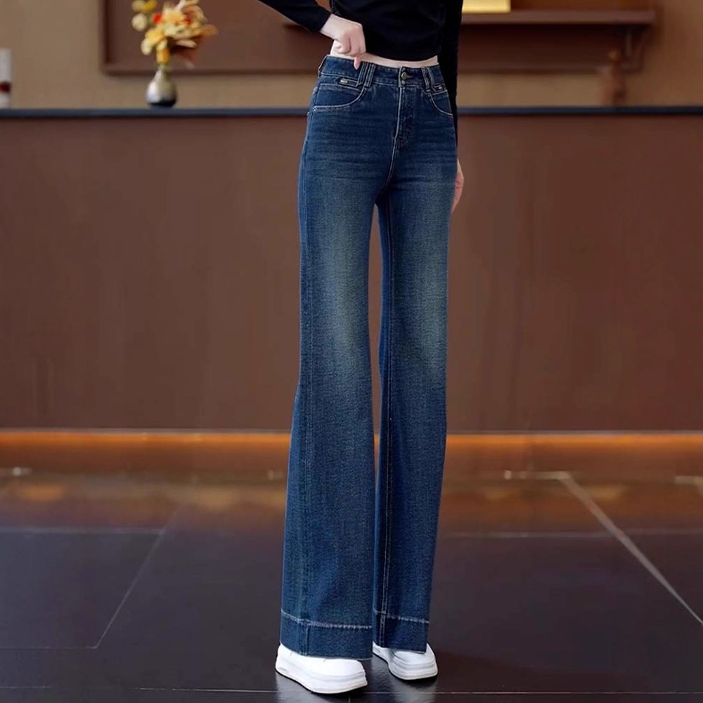微喇牛仔裤女春秋2025年新款女士高腰马蹄裤修身显瘦小个子喇叭裤