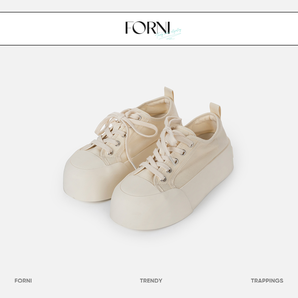 FORNI 宽奈 日系圆头板鞋小众系带运动低帮时尚