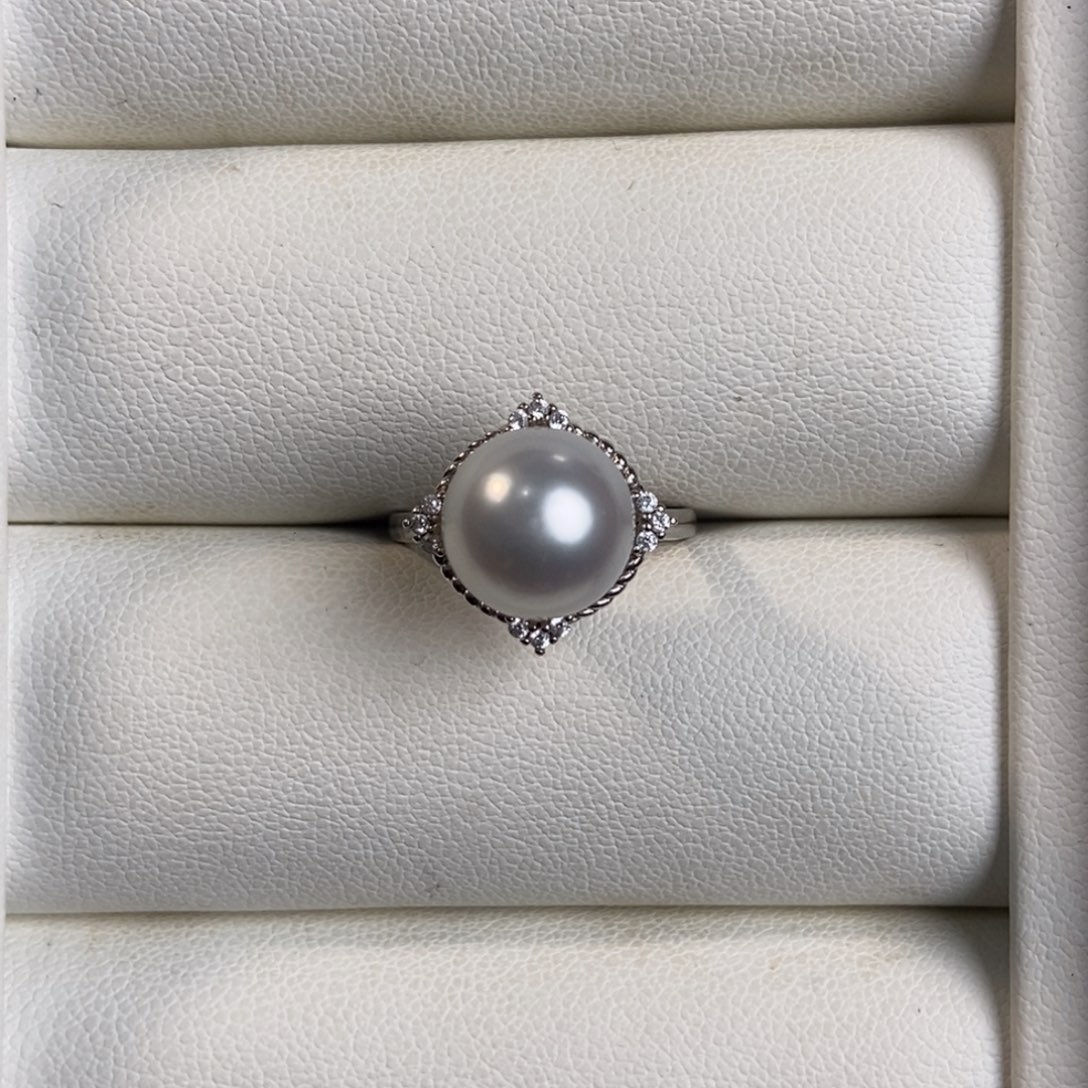 海水珍珠戒指银S925镶嵌