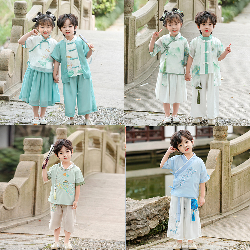 夏装国学服汉服宝宝套装表演服夏季古装古风学生男孩