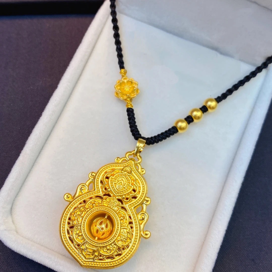 足金999人生四美葫芦时尚百搭编绳项链