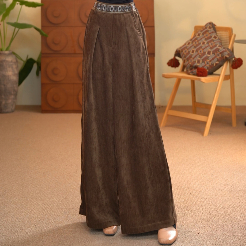 顾玖儿老钱风高腰显瘦阔腿裤#H1772