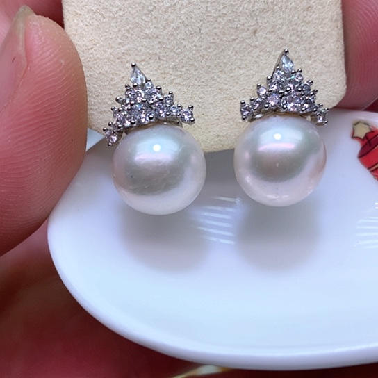 淡水珍珠耳饰银S925镶嵌