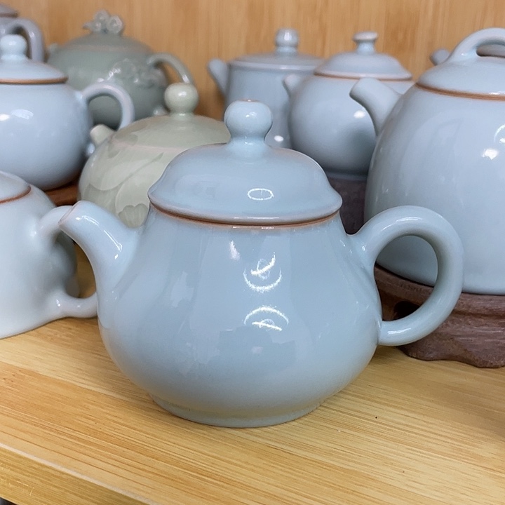 壶郗奎奎天青手作小潘壶微瑕