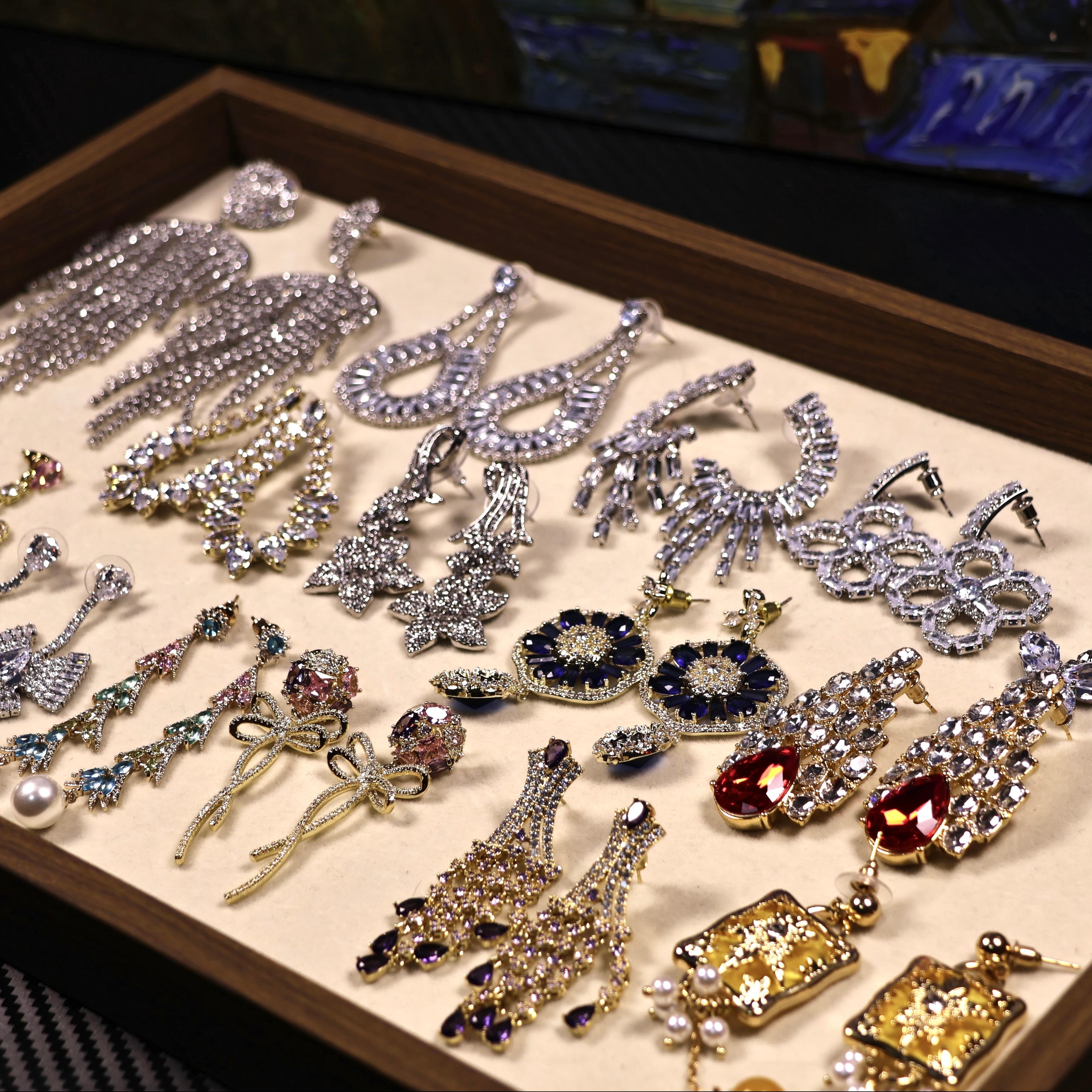 铜合金耳饰 【编码301-500】百搭气质精致韩版满钻超闪