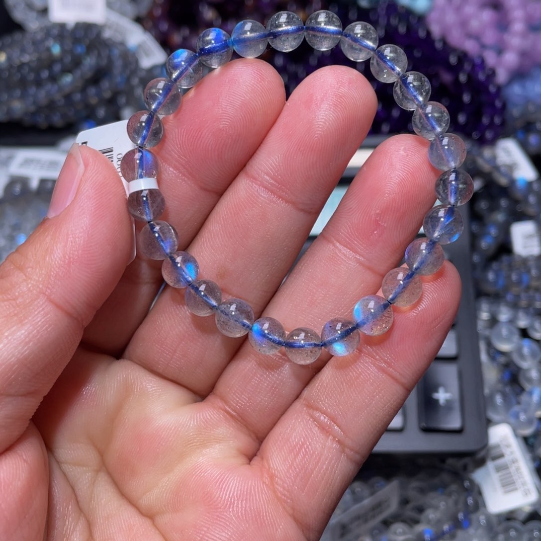 拉长石手链未镶嵌用****0蓝光拉长石手链7m