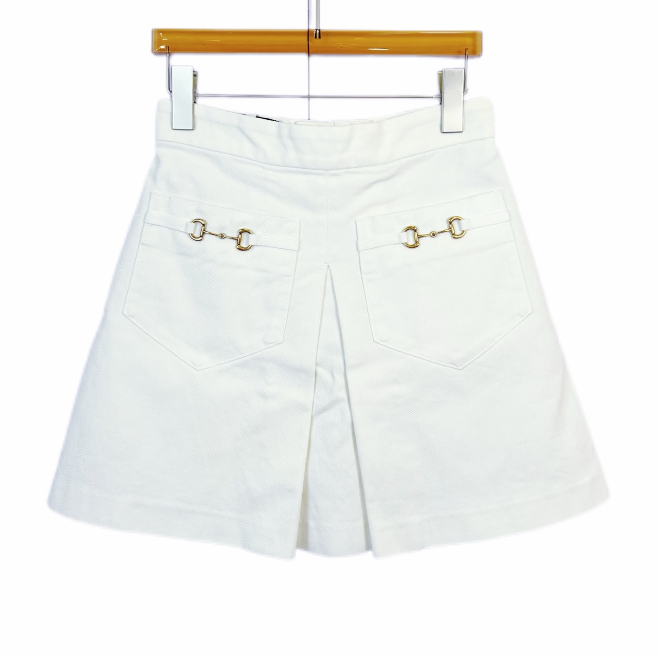 99新 GUCCI/古驰 011026 纯色马衔扣牛仔短裙 38码