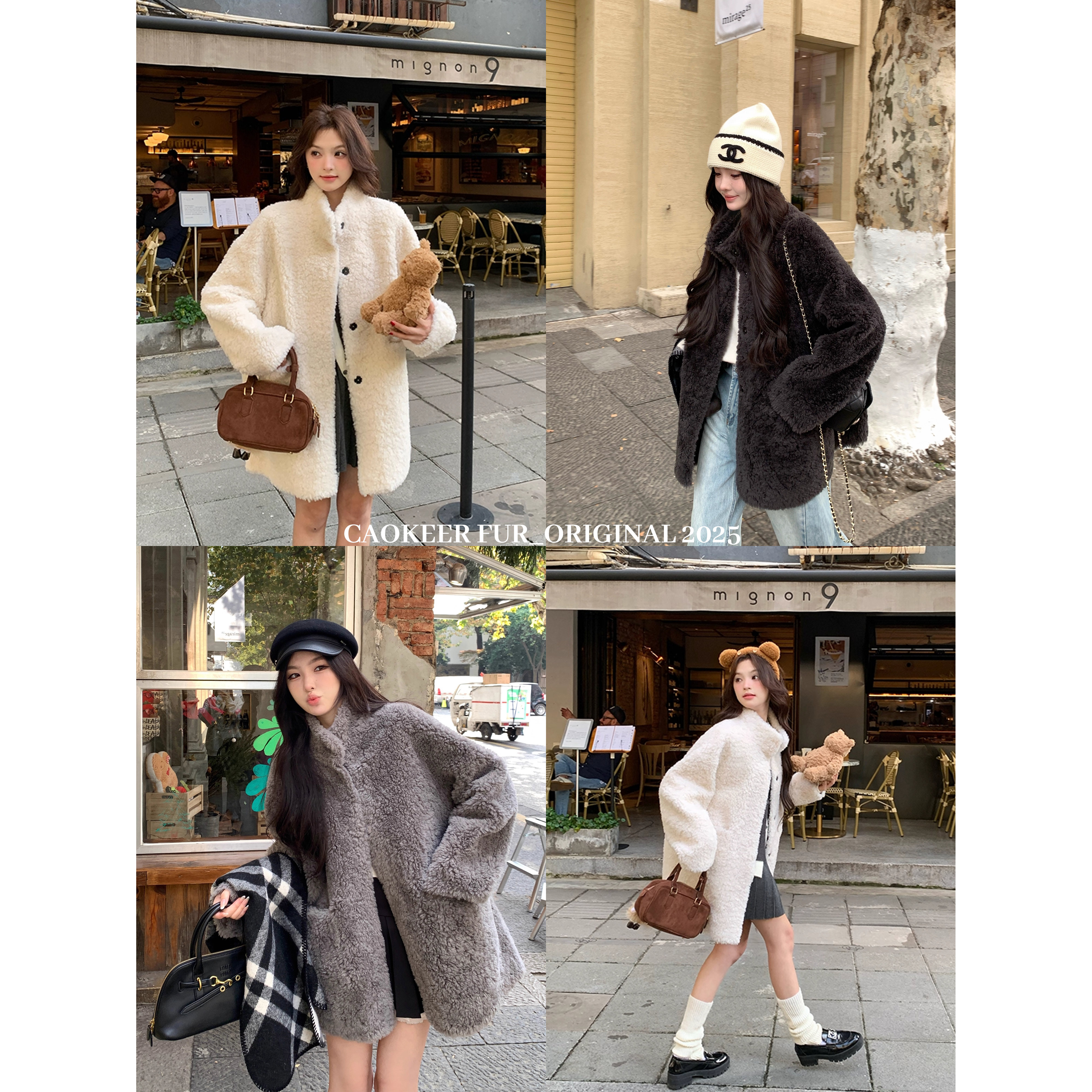 【都市暖绒】CAOKEER曹可儿 2025秋冬新款立领宽松毛绒外套女59535