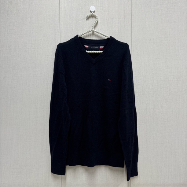 tommy hilfiger/汤米 to258 深蓝v领毛衣 时尚百搭