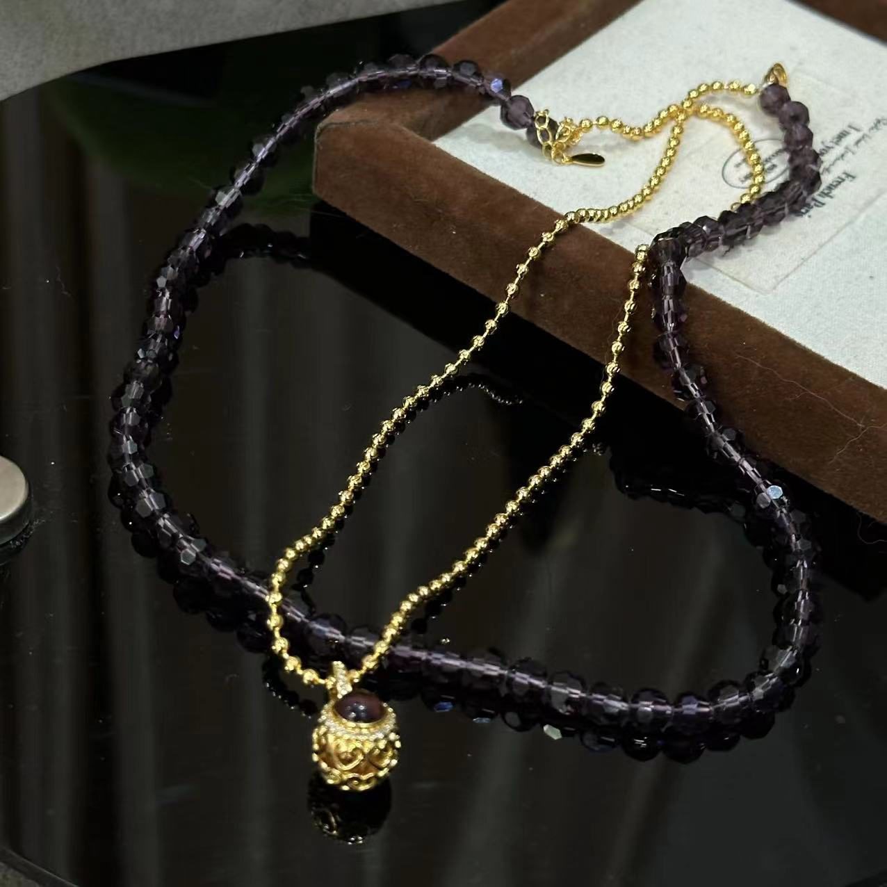 铜合金项链 九紫离火高级感圆球项链-4614