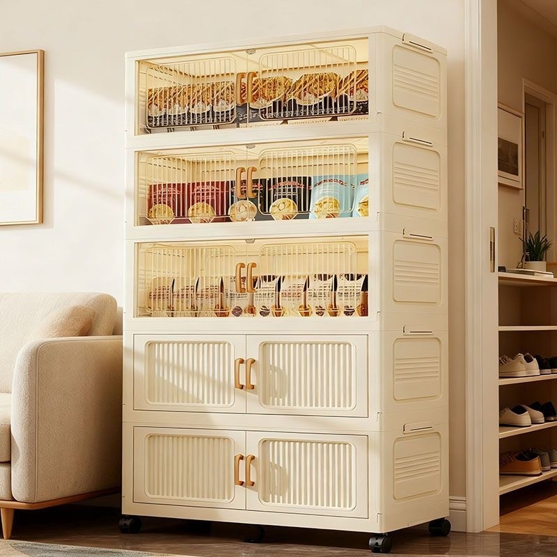 A80CM儿童衣柜免安装收纳柜子简易衣橱客厅玩具零食柜折叠储物柜