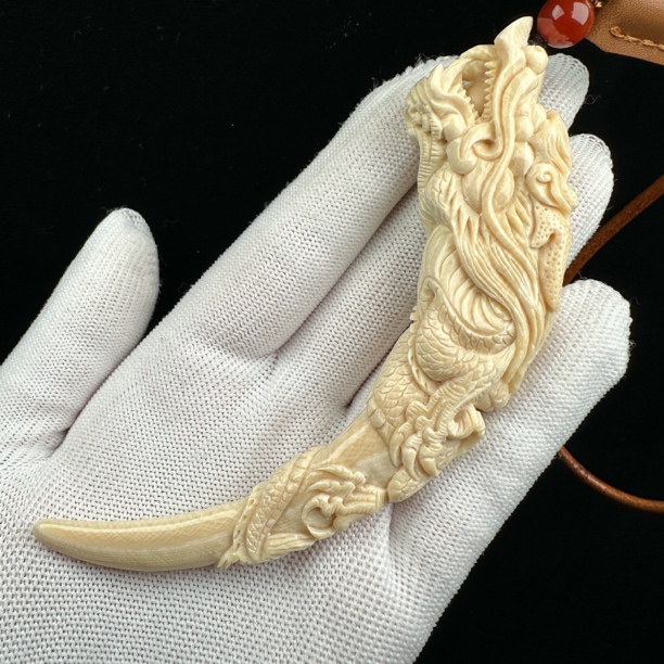 K8523天然猛犸牙鬼工 龙牙尖 15.8*120mm支持鉴定 假一罚四