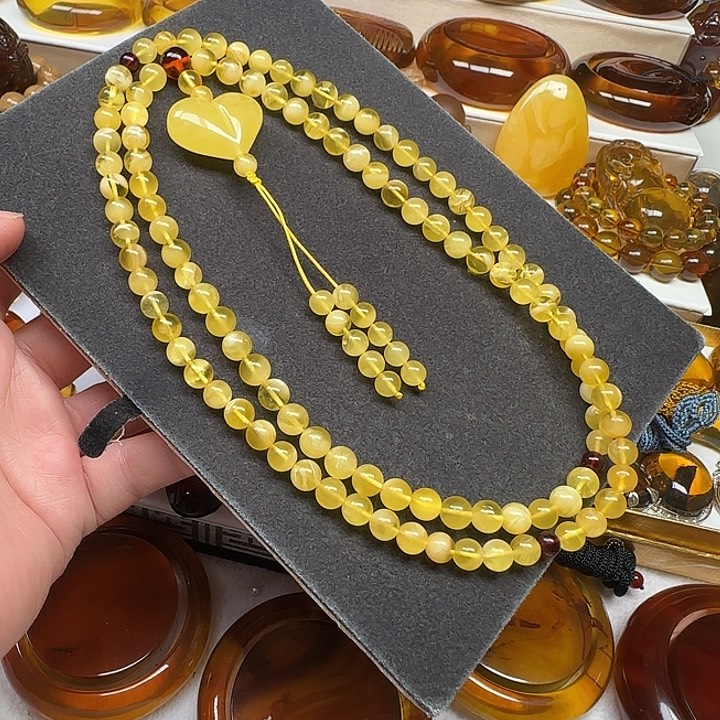 琥珀颈饰未镶嵌天然波罗的海108佛项链32.4克