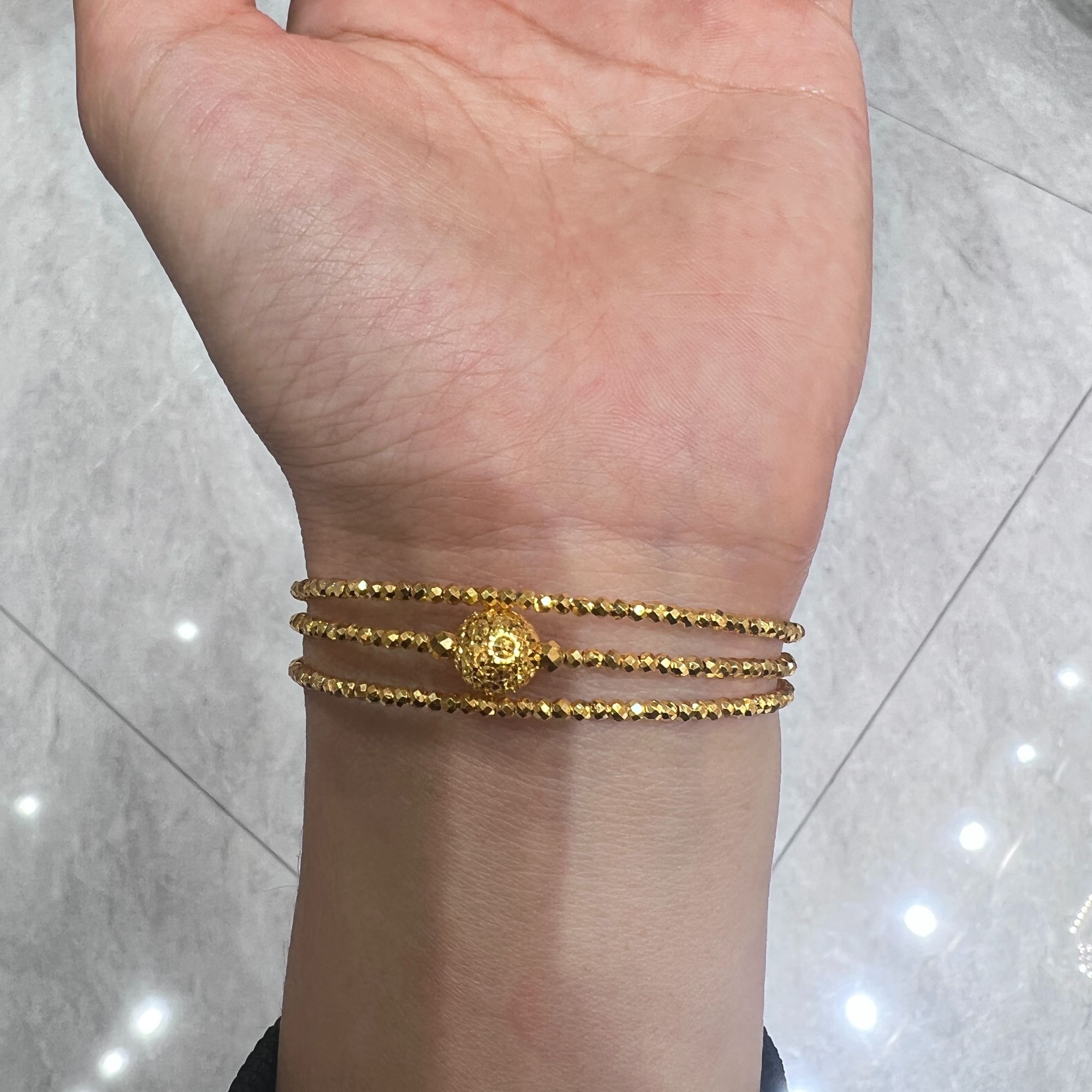 金至福黄金百搭轻奢气质时尚精美女款5G爆闪珠弹力镯 三圈