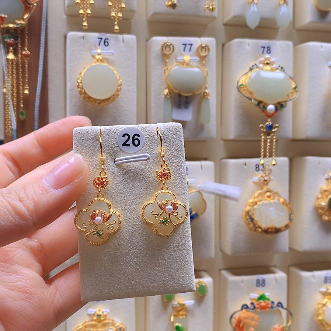 和田玉颈饰银S925镶嵌