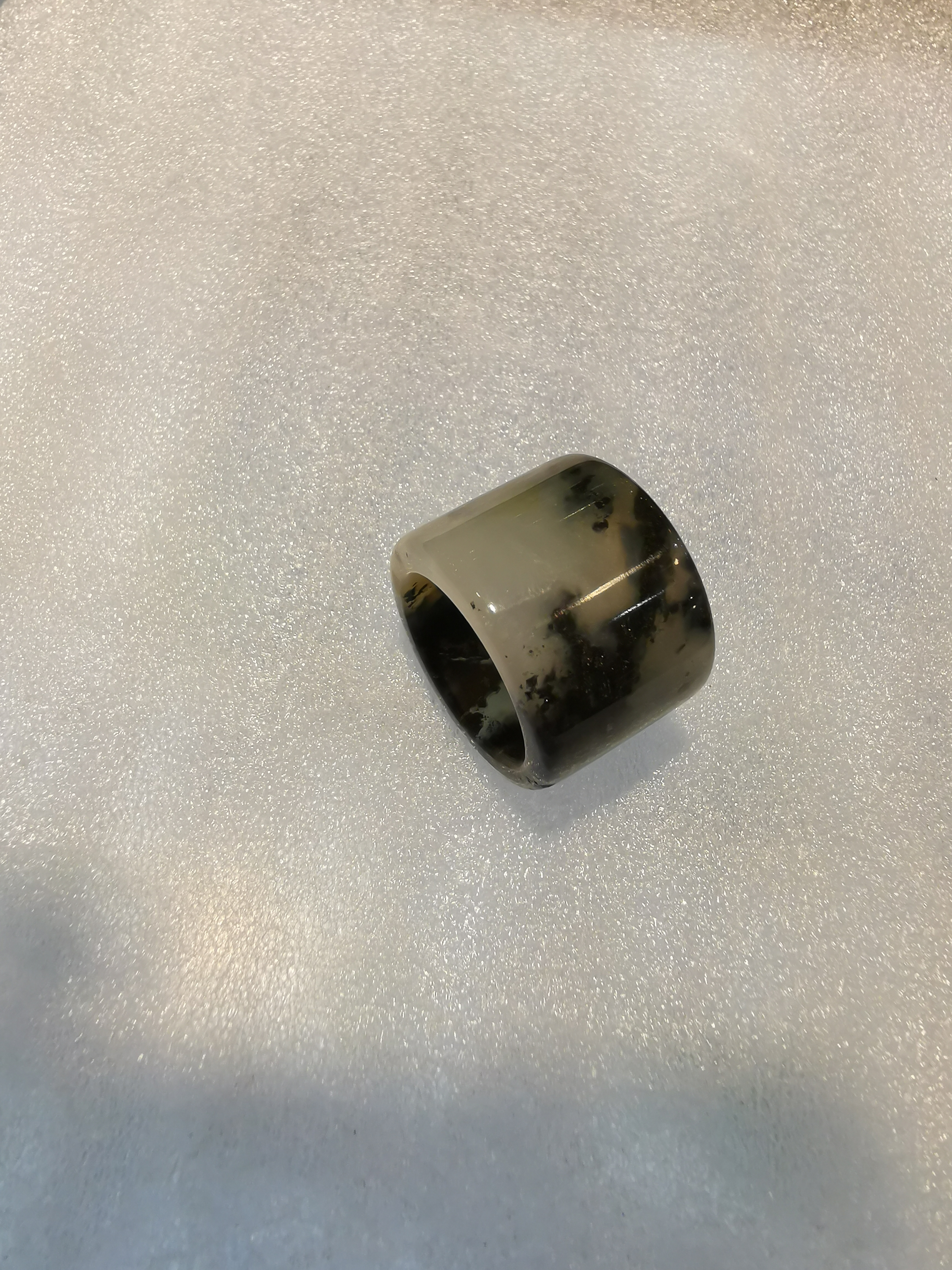 天然岫玉高冰水墨风格扳指戒圈国风时尚百搭款精美