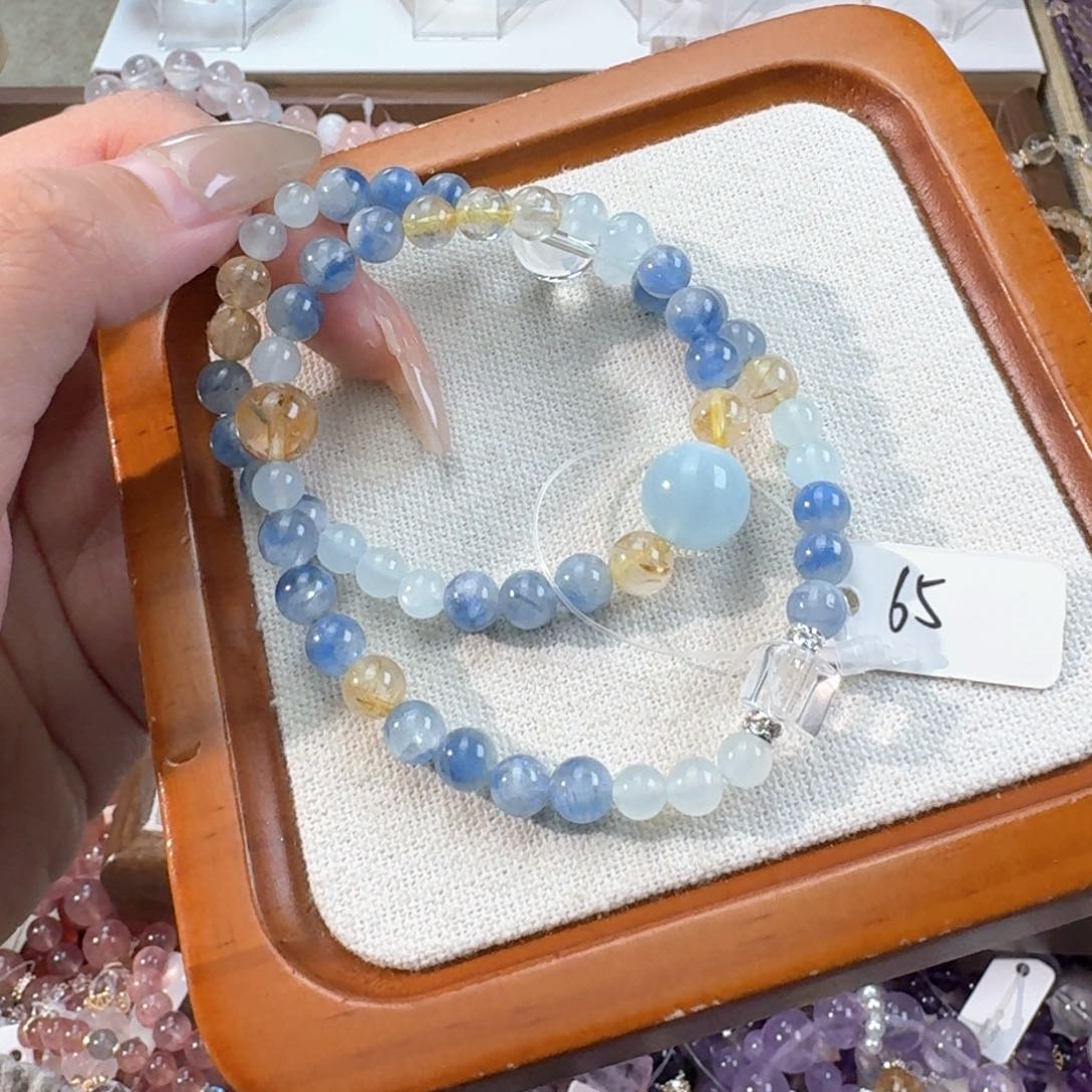 水晶手串未镶嵌海蓝宝