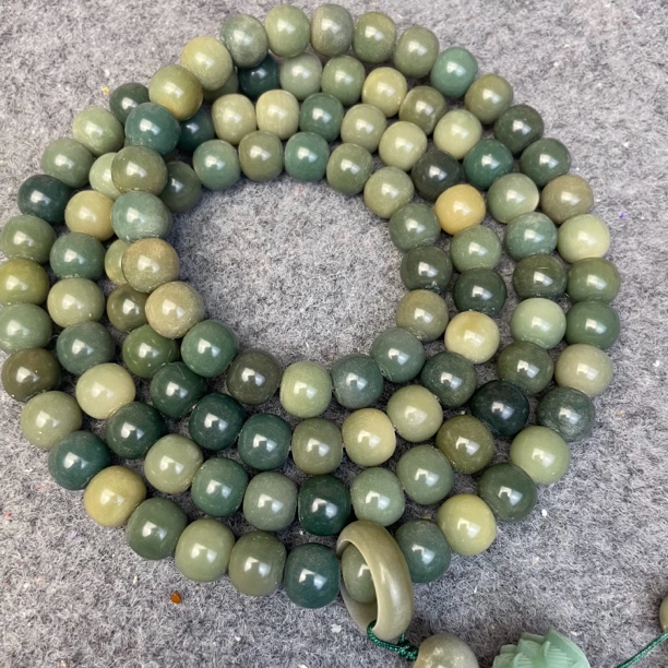 阴皮绿老型桶珠，8/10/108颗老料菩提根，送盘玩袋