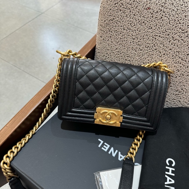99新 Chanel/香奈儿 小号黑金leboy US591019