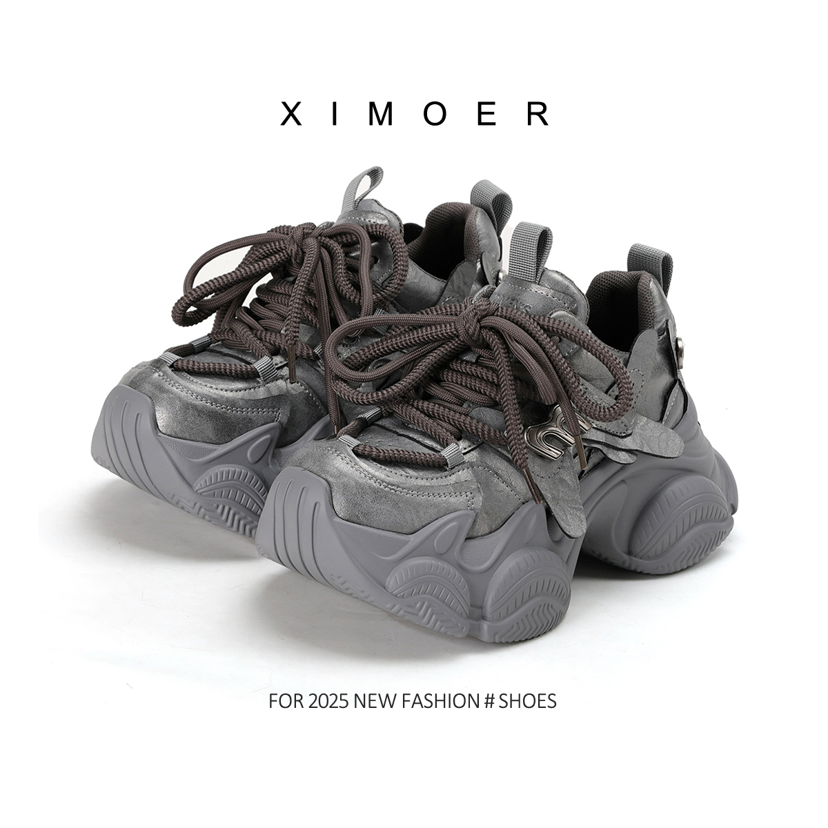 牛皮~新款老爹鞋女款厚底增高百搭明星同款鞋子女款爆款2025新款