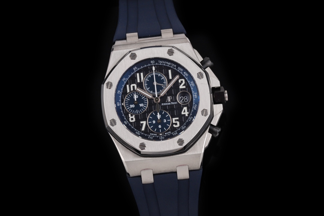 95新 AIPE/爱彼 21年皇家橡树离岸型26470ST黑盘蓝眼睛男士机械表